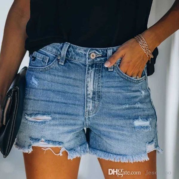 new womens jeans shorts straight platform four color perforated high waist denim short pants washed clothing, Blue
new womens jeans shorts straight platform four color perforated high waist denim short pants washed clothing, Blue