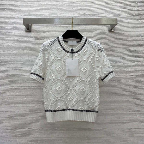 23ss womens knits women designer clothes new hollowed-out round-neck sweater short sleeve slimming women clothes, White;black
23ss womens knits women designer clothes new hollowed-out round-neck sweater short sleeve slimming women clothes, White;black