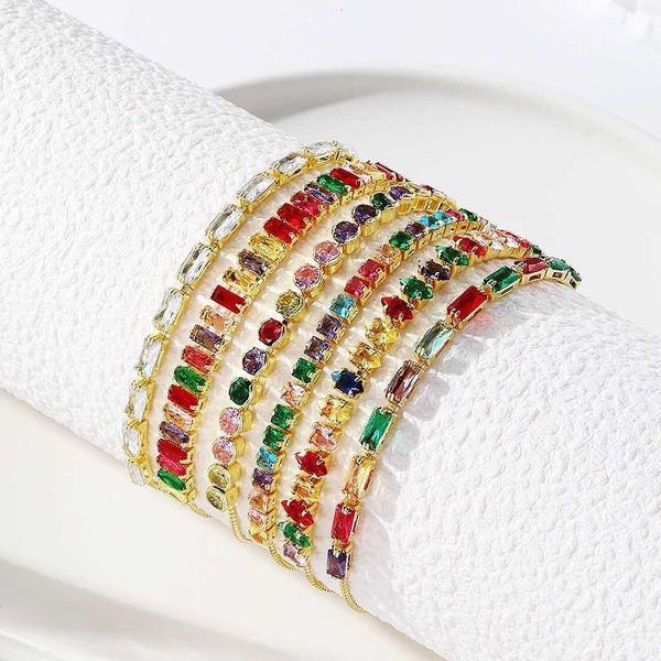 daihe rainbow crystal tennis bracelets for women diamond adjustable rectangular zircon bracelet, Silver
daihe rainbow crystal tennis bracelets for women diamond adjustable rectangular zircon bracelet, Silver