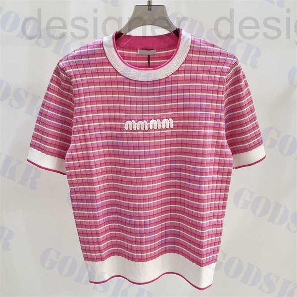 women's t-shirt designer pink striped t shirt for women knitted short sleeved white letter sweaters womens clothing 738z
women's t-shirt designer pink striped t shirt for women knitted short sleeved white letter sweaters womens clothing 738z