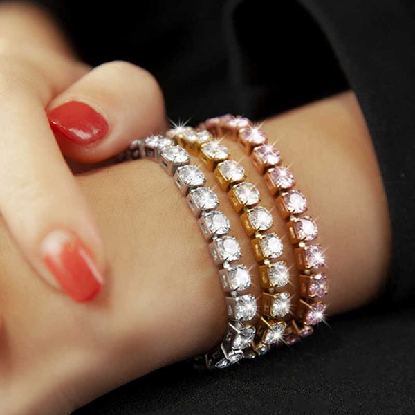 hiphop crystal pink cubic zirconia 5mm tennis chain stainless steel bracelet, Silver
hiphop crystal pink cubic zirconia 5mm tennis chain stainless steel bracelet, Silver