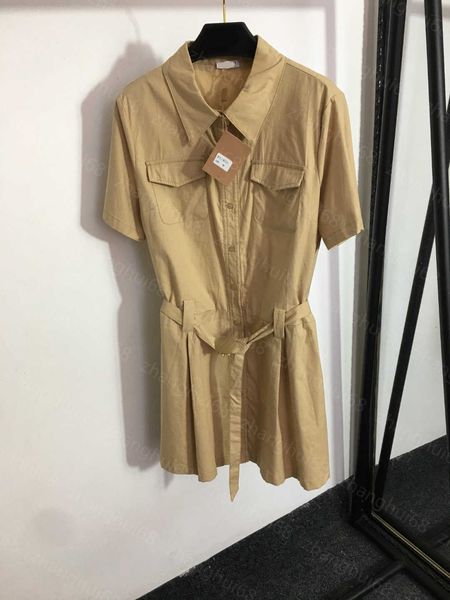 23ss womens designer clothing summer dresses women dress double-pocket short-sleeved cotton blouse dress with belt womens clothing, Black;gray
23ss womens designer clothing summer dresses women dress double-pocket short-sleeved cotton blouse dress with belt womens clothing, Black;gray