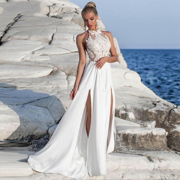 boho halter chiffon high split beach wedding dress 2023 appliques lace backless bridal party gown floor length vestidos de novia, White
boho halter chiffon high split beach wedding dress 2023 appliques lace backless bridal party gown floor length vestidos de novia, White