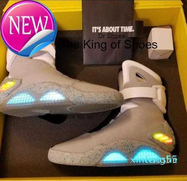 

2023 automatic laces sneakers led shoes dark gray marty mcfly 's lighting up mags black red air mag back to the future glow in the with