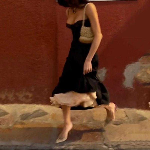 summer suspender dress temperament slimming hip wrapped mid length women, Black;gray
summer suspender dress temperament slimming hip wrapped mid length women, Black;gray