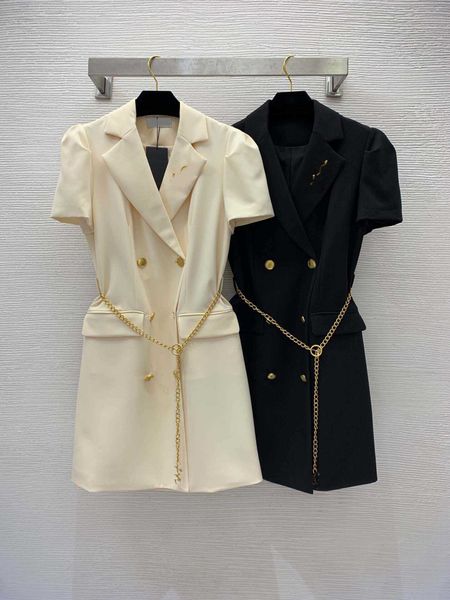 23ss summer dresses women dress women designer clothes double breasted metal chain waist belt for slim fit short sleeve suit dress with brea, Black;gray
23ss summer dresses women dress women designer clothes double breasted metal chain waist belt for slim fit short sleeve suit dress with brea, Black;gray