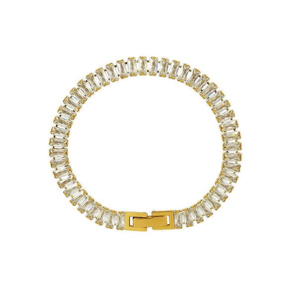 18k gold plated stainless steel non tarnish white cz stone iced out baguette lab grown diamond tennis chain bracelets for women, Silver
18k gold plated stainless steel non tarnish white cz stone iced out baguette lab grown diamond tennis chain bracelets for women, Silver