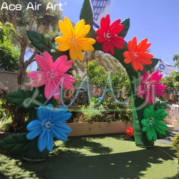 Image of Inflatable Flower Arch Colorful Flowers for Garden Decoration or Event Promotion