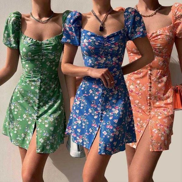 summer casual dresses womens clothes fashion puff sleeve floral v neck front decorative buttons short skirt dress, Black;gray
summer casual dresses womens clothes fashion puff sleeve floral v neck front decorative buttons short skirt dress, Black;gray
