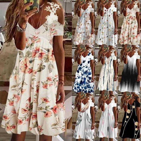 spring and summer womens clothing printed dress off the shoulder lace ruffled short sleeves, Black;gray
spring and summer womens clothing printed dress off the shoulder lace ruffled short sleeves, Black;gray