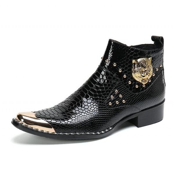 handmade mens boots gold metal toe punk style genuine leather gentlemen motorcycle boots shoes big size 38-46, Black
handmade mens boots gold metal toe punk style genuine leather gentlemen motorcycle boots shoes big size 38-46, Black