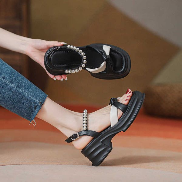 sandals fairy style thick soled sandals for women in summer small stature height increase heels pearls casual and versatile one line beach s, Black
sandals fairy style thick soled sandals for women in summer small stature height increase heels pearls casual and versatile one line beach s, Black