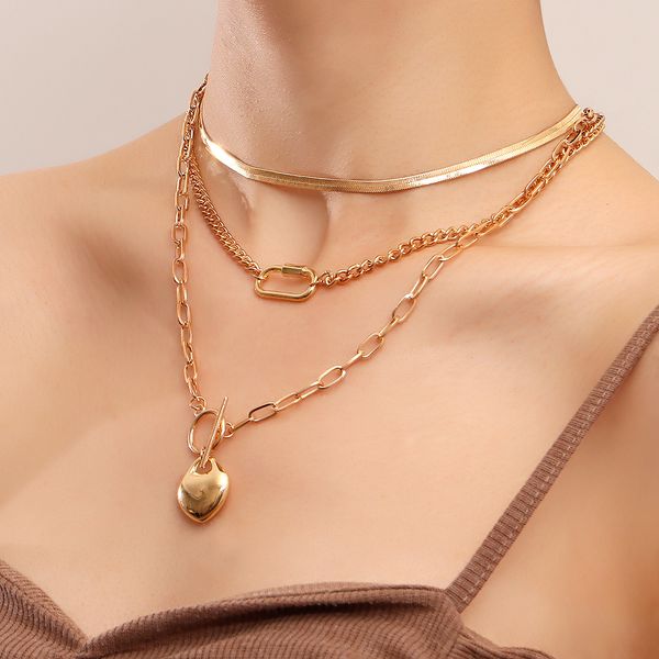 designer jewlery punk multi-layer flat snake chain geometric heart pendant necklace female ins style love necklace niche design chain neckla, Silver
designer jewlery punk multi-layer flat snake chain geometric heart pendant necklace female ins style love necklace niche design chain neckla, Silver