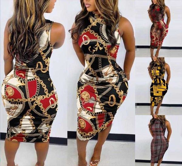 spring and summer sleeveless printed dress sheath skirt round neck tight for women, Black;gray
spring and summer sleeveless printed dress sheath skirt round neck tight for women, Black;gray