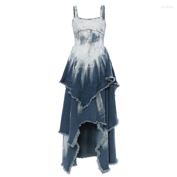 casual dresses superaen 2023 style printing personalized wash denim tank ruffles long dress women, White
casual dresses superaen 2023 style printing personalized wash denim tank ruffles long dress women, White