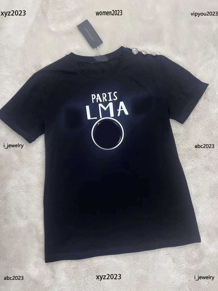 women designer t-shirt fashion letter logo printing tees button decoration short sleeve summer round neck june15, White
women designer t-shirt fashion letter logo printing tees button decoration short sleeve summer round neck june15, White