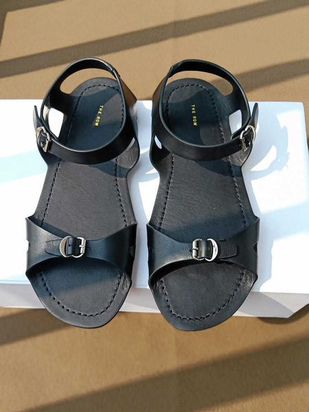 high end hard goods the row flat shoes women's summer snap up open toe sandals ins2023 new model, Black
high end hard goods the row flat shoes women's summer snap up open toe sandals ins2023 new model, Black