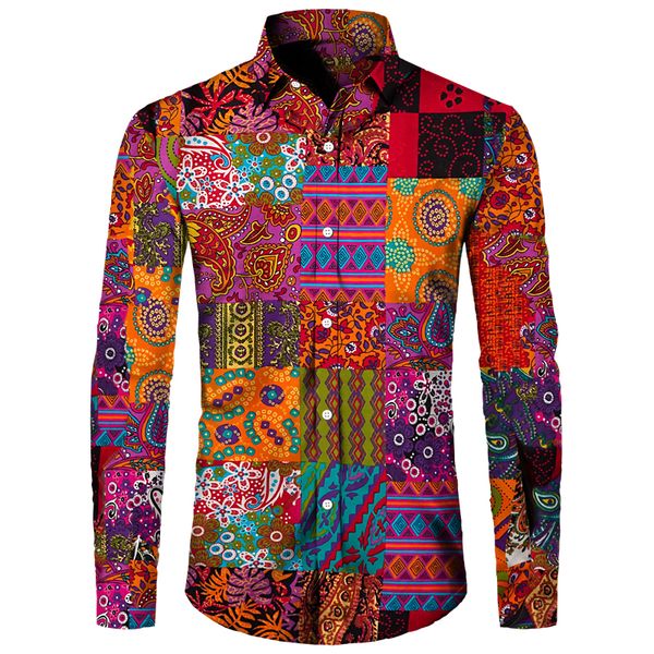 men's stylish cashew flower print turn-down collar buttoned shirt vintage paisley long sleeve mens prom party club, White;black
men's stylish cashew flower print turn-down collar buttoned shirt vintage paisley long sleeve mens prom party club, White;black