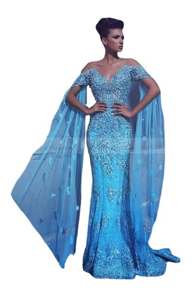new evening dresses new luxury mermaid cap wrap sleeves lace appliques crystal beaded with cape flowers blue formal party prom gowns, Black;red
new evening dresses new luxury mermaid cap wrap sleeves lace appliques crystal beaded with cape flowers blue formal party prom gowns, Black;red