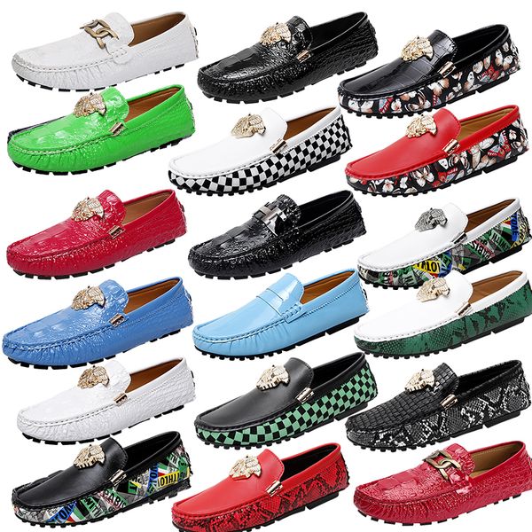 luxury brand high-quality metal buckle loafers shoes white plaid round toe leather shoes business office shoes anti-slip driving shoes size, Black
luxury brand high-quality metal buckle loafers shoes white plaid round toe leather shoes business office shoes anti-slip driving shoes size, Black