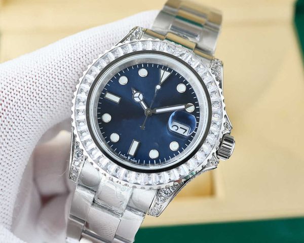luxurious yachtmaster watch blue dial date mechanical movement wristwatch iced out bezel watches with dazzling diamond with box montre luxe, Slivery;brown
luxurious yachtmaster watch blue dial date mechanical movement wristwatch iced out bezel watches with dazzling diamond with box montre luxe, Slivery;brown