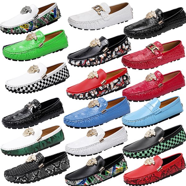 luxury brand metal buckle loafers shoes genuine leather printed high-end leather shoes round head white black driving shoes business office
luxury brand metal buckle loafers shoes genuine leather printed high-end leather shoes round head white black driving shoes business office