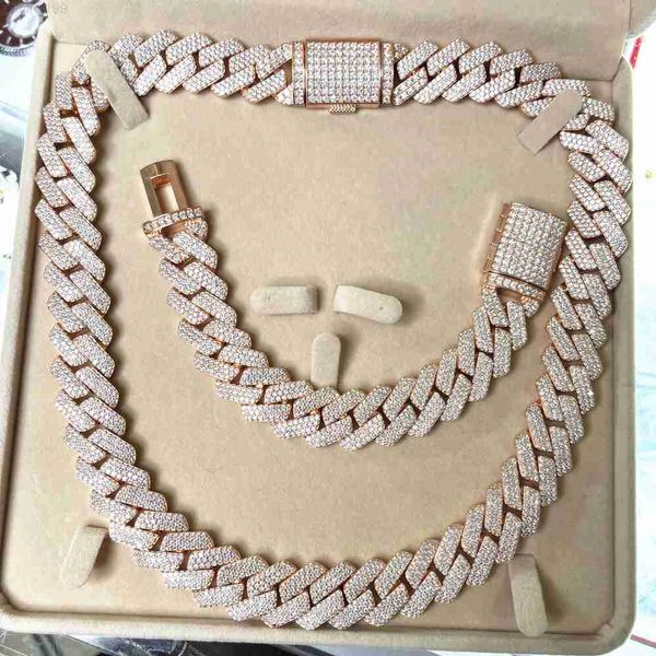 hip hop jewelry iced out vvs 18mm width 3 rows rose gold 925 sterling silver moissanite cuban link chain necklace
hip hop jewelry iced out vvs 18mm width 3 rows rose gold 925 sterling silver moissanite cuban link chain necklace