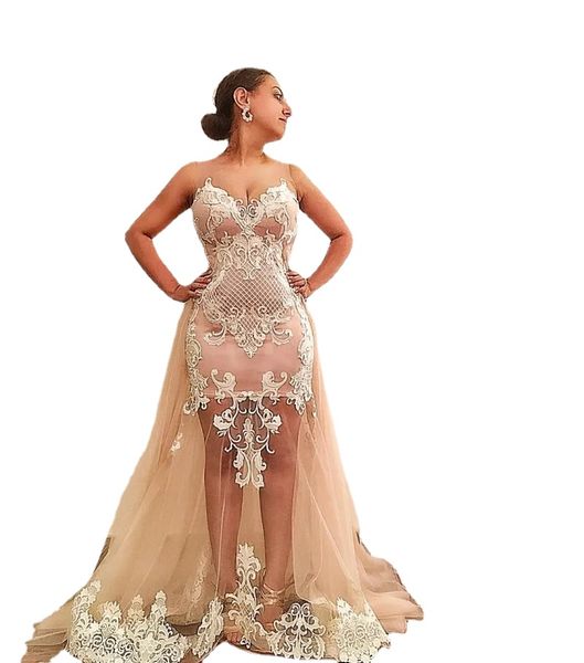 mermaid lace dresses evening wear with detachable train sheer bateau neck backless prom gowns tulle appliqued formal dress, Black;red
mermaid lace dresses evening wear with detachable train sheer bateau neck backless prom gowns tulle appliqued formal dress, Black;red