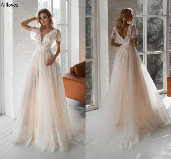 simple bohemian lace country wedding dresses deep v neck short sleeves rustic garden plus size bridal gowns tulle long train backless robes, White
simple bohemian lace country wedding dresses deep v neck short sleeves rustic garden plus size bridal gowns tulle long train backless robes, White