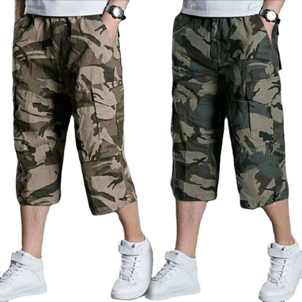 men's casual army twill elastic cargo shorts below knee loose fit multi-pocket capri long shorts, White;black
men's casual army twill elastic cargo shorts below knee loose fit multi-pocket capri long shorts, White;black