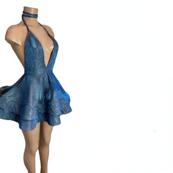 sparkly blue sequin short party homecoming dresses deep v neck halter backless african prom dresses graduation gowns, Blue;pink
sparkly blue sequin short party homecoming dresses deep v neck halter backless african prom dresses graduation gowns, Blue;pink