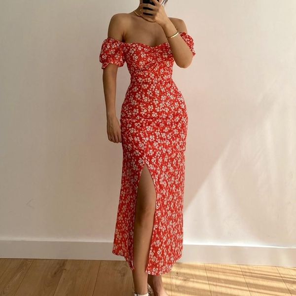 floral print short sleeve hip wrap party dress elegant off shoulder backless dress summer high slit boho long, Black;gray
floral print short sleeve hip wrap party dress elegant off shoulder backless dress summer high slit boho long, Black;gray