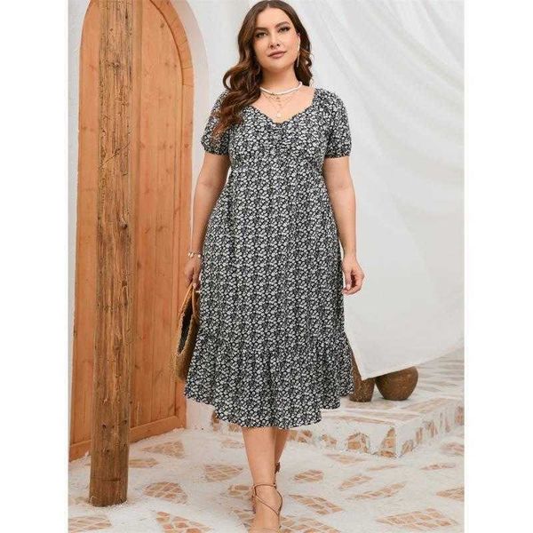 large size womens dress summer short sleeve puff sweet a line flounced skirt midi, Black;gray
large size womens dress summer short sleeve puff sweet a line flounced skirt midi, Black;gray