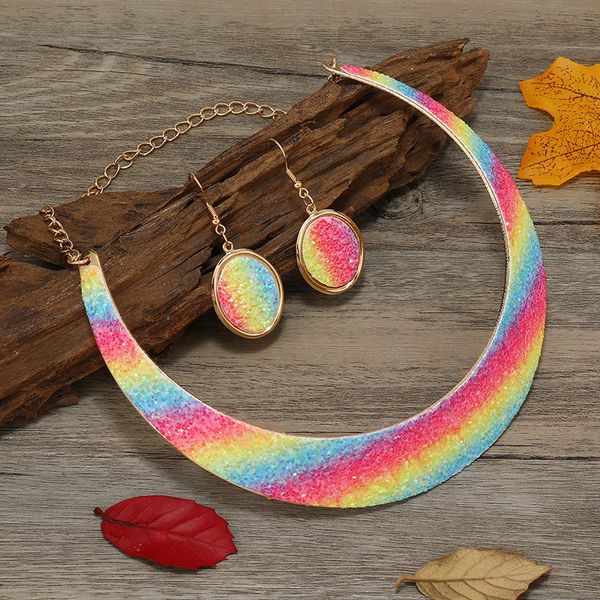 jewelry necklace earrings set creative geometric color bright pink gradient iridescence earrings necklace, Golden;silver
jewelry necklace earrings set creative geometric color bright pink gradient iridescence earrings necklace, Golden;silver