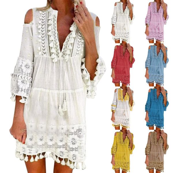 new bohemian cotton lace crochet dress women summer hollow out short sleeve solid loose party dress lace tassel beach boho, Black;gray
new bohemian cotton lace crochet dress women summer hollow out short sleeve solid loose party dress lace tassel beach boho, Black;gray