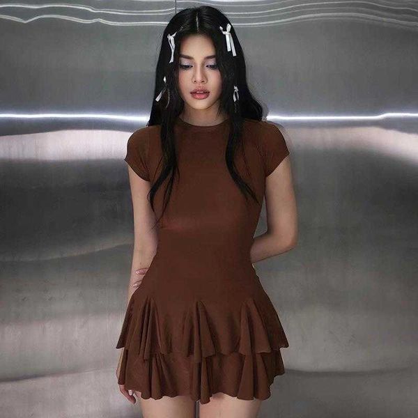 style simple casual dresses round neck ruffled short sleeves niche girl elegant bodycon dress for women, Black;gray
style simple casual dresses round neck ruffled short sleeves niche girl elegant bodycon dress for women, Black;gray