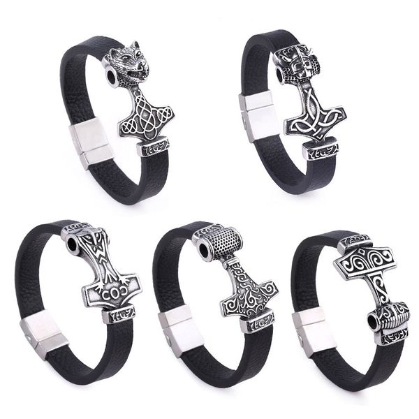 viking style antique silver hammer charm black leather bracelet jewelry for gift, Golden;silver
viking style antique silver hammer charm black leather bracelet jewelry for gift, Golden;silver