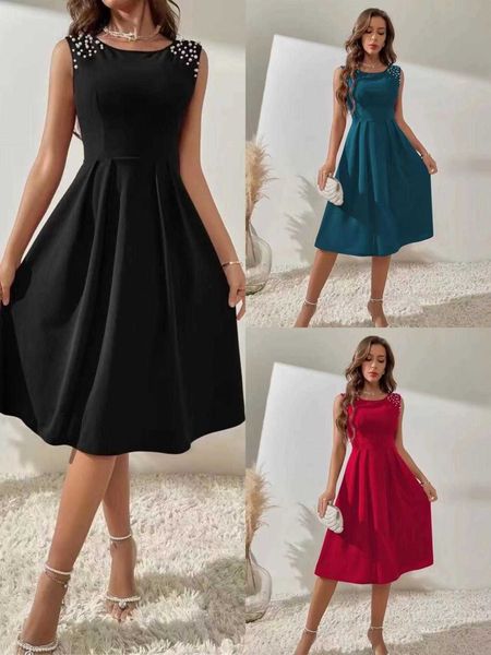 womens slim fit casual dresses round neck bead mini tiered sleeveless dress, Black;gray
womens slim fit casual dresses round neck bead mini tiered sleeveless dress, Black;gray