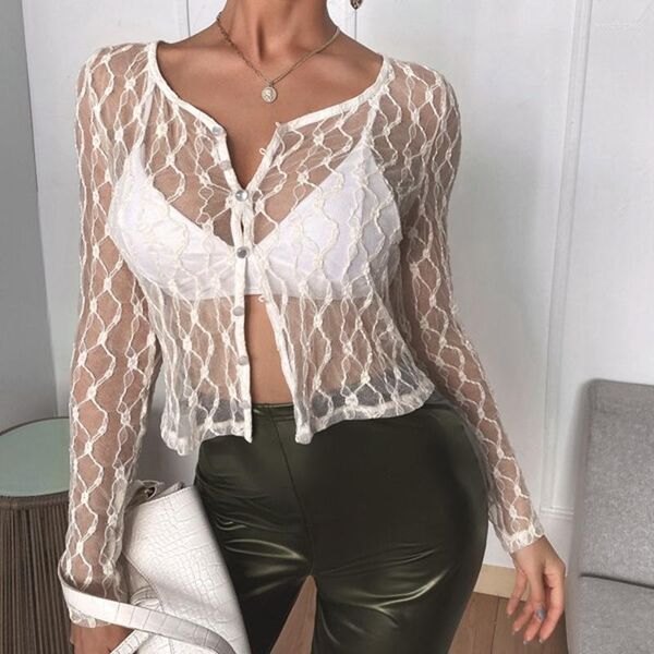 women's t shirts black white lace mesh sheer see through t-shirt long sleeve button crop women streetwear summer y2k aesthetic tee
women's t shirts black white lace mesh sheer see through t-shirt long sleeve button crop women streetwear summer y2k aesthetic tee