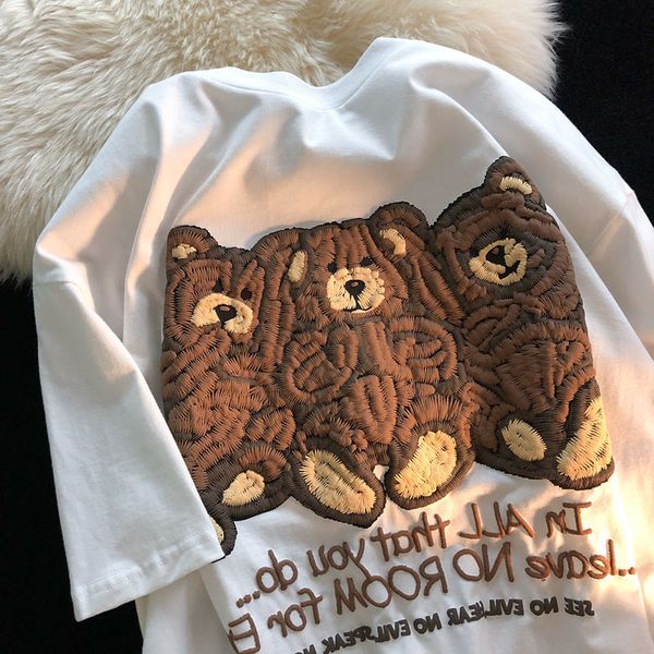 vintage american retro embroidery bear oversized t shirt for women design short sleeve casual woman tshirts couple y2k, White
vintage american retro embroidery bear oversized t shirt for women design short sleeve casual woman tshirts couple y2k, White
