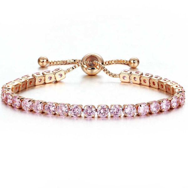 fashion cubic zirconia multi color rose gold crystal tennis bracelet for women, Silver 
fashion cubic zirconia multi color rose gold crystal tennis bracelet for women, Silver
