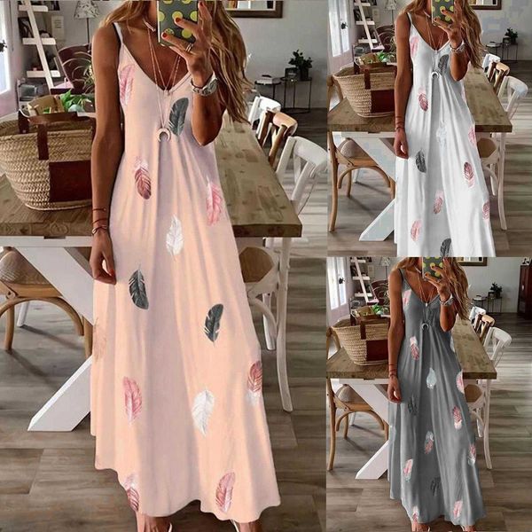 summer womens sleeveless casual dresses slim fit feather printed low cut v neck strap large swing dress, Black;gray
summer womens sleeveless casual dresses slim fit feather printed low cut v neck strap large swing dress, Black;gray