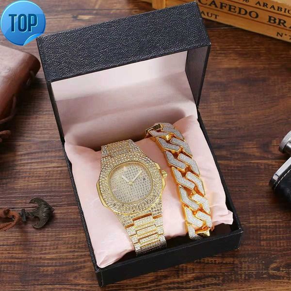 sky star steel band men's watch hip hop style punk watch bracelet set diamond calendar men's quartz watch, Golden;silver
sky star steel band men's watch hip hop style punk watch bracelet set diamond calendar men's quartz watch, Golden;silver