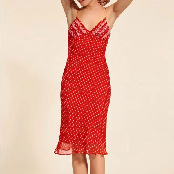 designer dress skims french polka dot red slimming v-neck high waisted suspender dress medium length female, Black;gray
designer dress skims french polka dot red slimming v-neck high waisted suspender dress medium length female, Black;gray