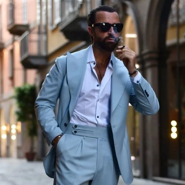 new sky blue men suits 2 pieces peaked lapel single breasted blazer sets casual suits for man blazer jacket tuxedos wear coat pant wedding t, Black;gray
new sky blue men suits 2 pieces peaked lapel single breasted blazer sets casual suits for man blazer jacket tuxedos wear coat pant wedding t, Black;gray