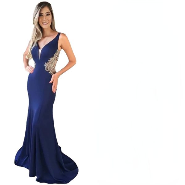 dark blue beaded backless evening dresses plunging neck sleeveless prom gowns sweep train plus size formal dress, Black;red
dark blue beaded backless evening dresses plunging neck sleeveless prom gowns sweep train plus size formal dress, Black;red