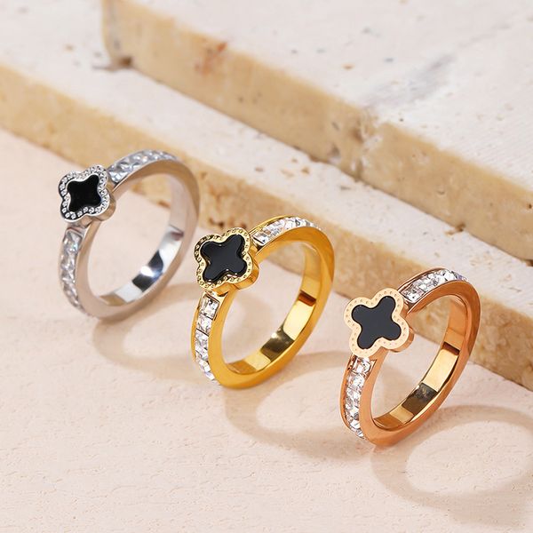 classic design stainless steel clover ring luxury white zircon rings jewelry for women gift, Silver
classic design stainless steel clover ring luxury white zircon rings jewelry for women gift, Silver