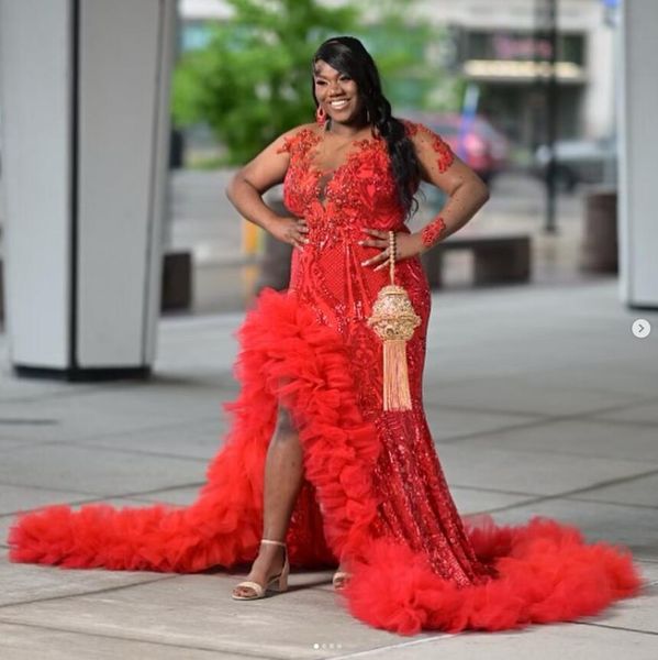 plus size red gillter mermaid prom dresses long sleeve sheer mesh black girl outfit ruffles skirt runway evening gown
plus size red gillter mermaid prom dresses long sleeve sheer mesh black girl outfit ruffles skirt runway evening gown