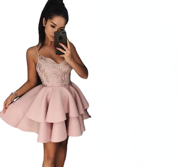 dusty pink spaghetti short homecoming dresses backless lace appliqued cocktail party gown mini prom evening dresses, Blue;pink
dusty pink spaghetti short homecoming dresses backless lace appliqued cocktail party gown mini prom evening dresses, Blue;pink