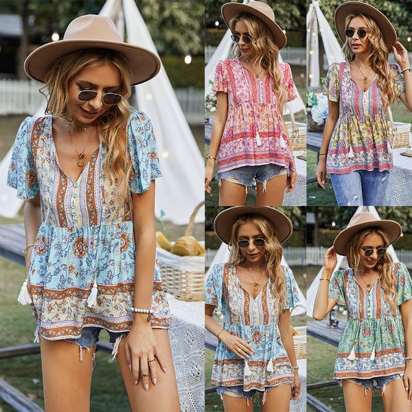 independent design europe and the united states independent station v-neck fashion women's t-shirt spring summer bohemian leisure holid, White
independent design europe and the united states independent station v-neck fashion women's t-shirt spring summer bohemian leisure holid, White